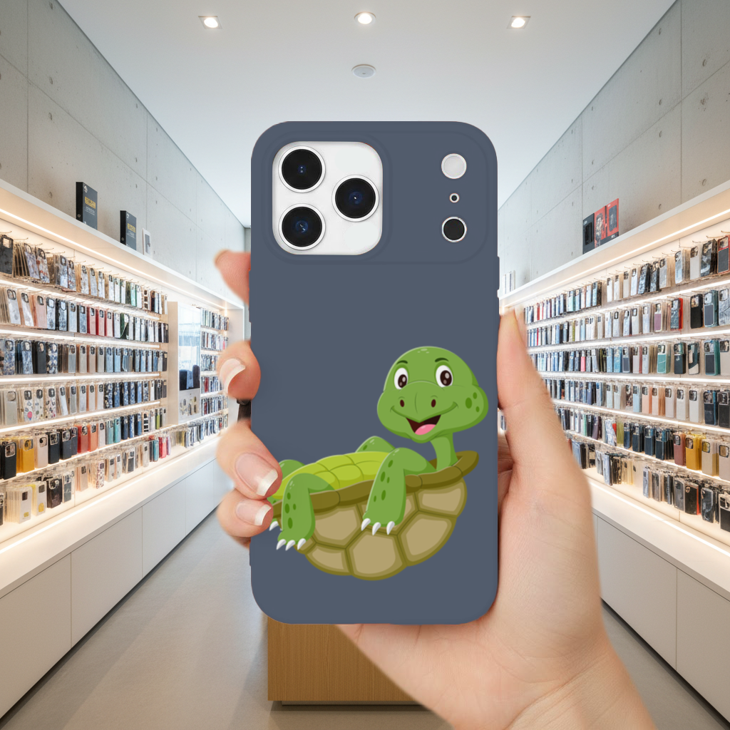 Happy Smiling Green Turtle in Shell iPhone 17 Pro Max Case