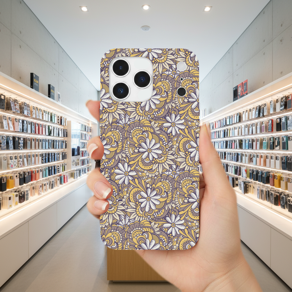 Retro Floral Doodle and Mandala Pattern iPhone 17 Pro Max Case