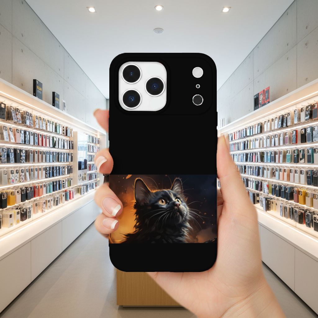 Black Cat Digital Art iPhone 17 Pro Max Case
