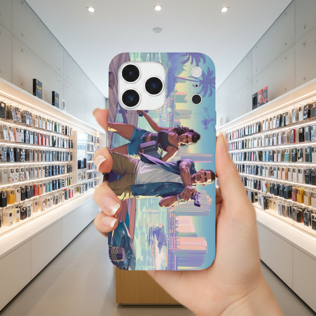 Vice City Showdown  Tropical Heist Duo iPhone 17 Pro Max Case