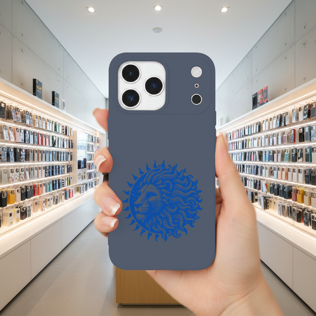 Leo Zodiac Sun and Moon Blue Motif iPhone 17 Pro Max Case
