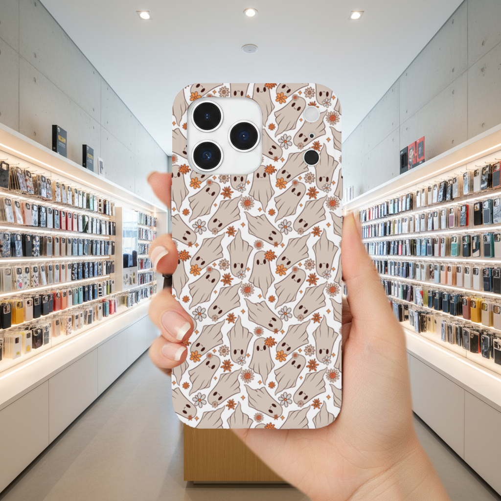 Retro Floral Cute Ghost Seamless Pattern iPhone 17 Pro Max Case