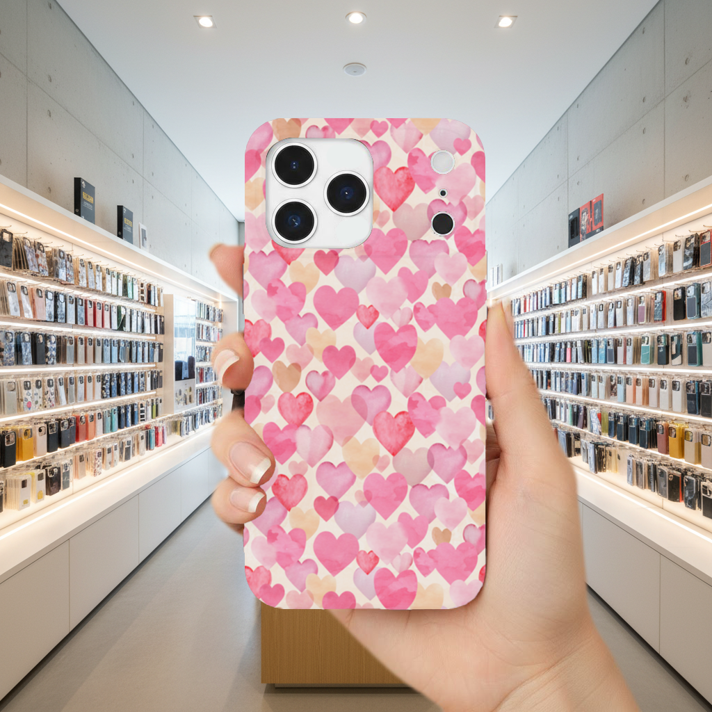 Watercolor Pink Hearts iPhone 17 Pro Max Case