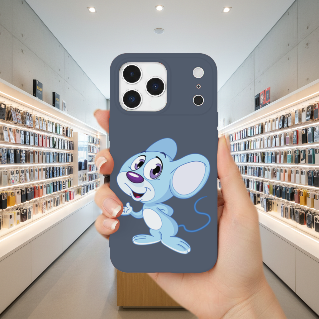 Cute Blue Mouse iPhone 17 Pro Max Case