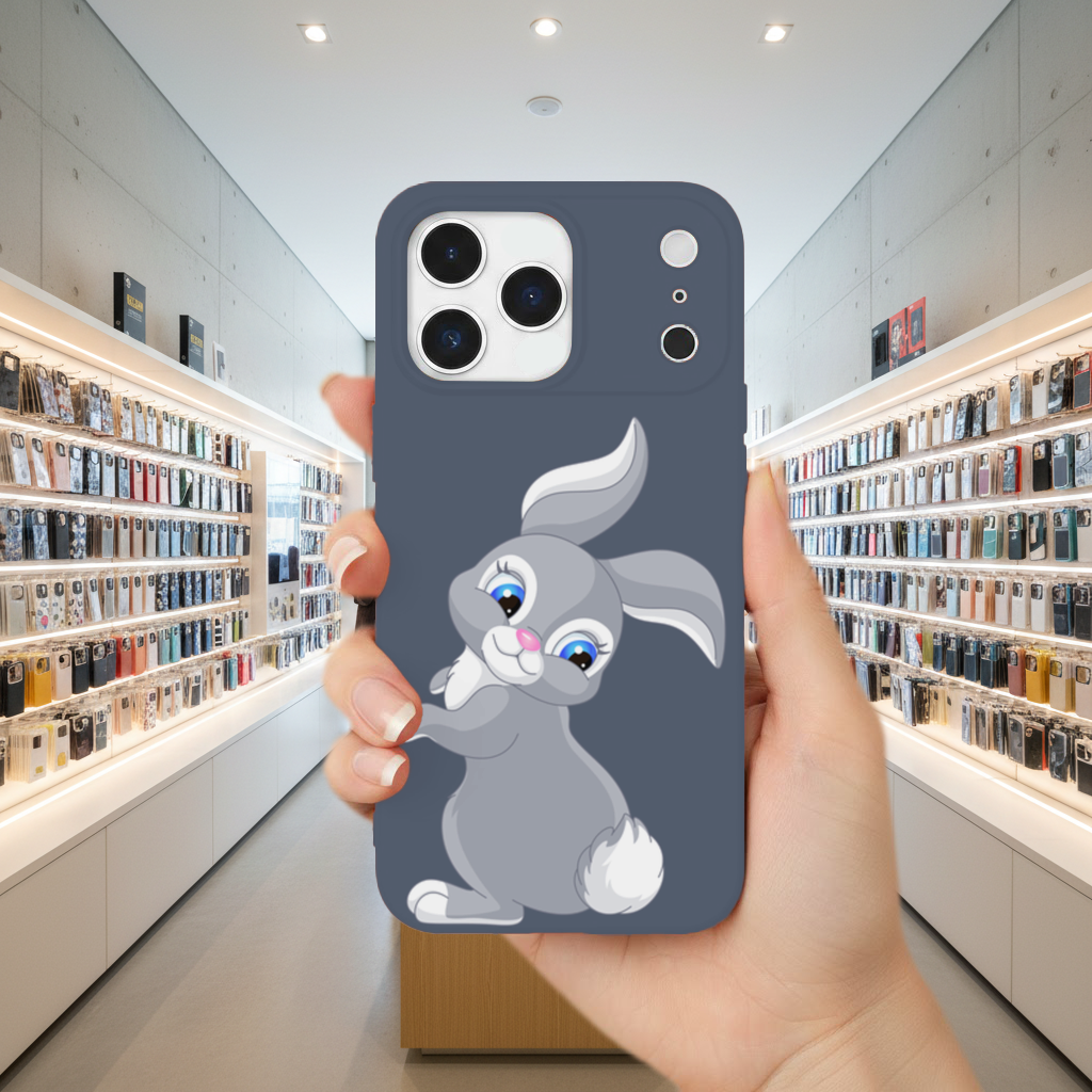 Cute Grey Bunny iPhone 17 Pro Max Case