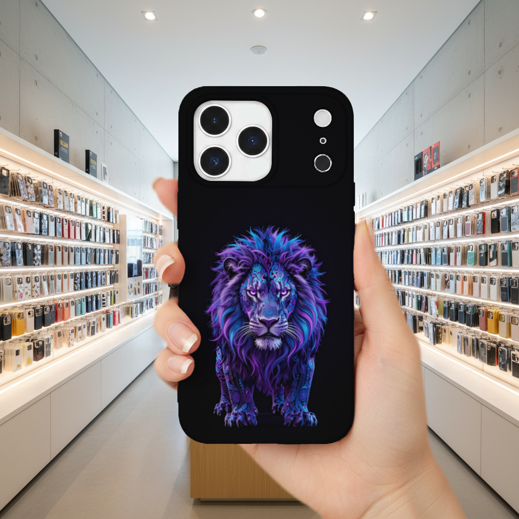 Neon Purple Lion iPhone 17 Pro Max Case