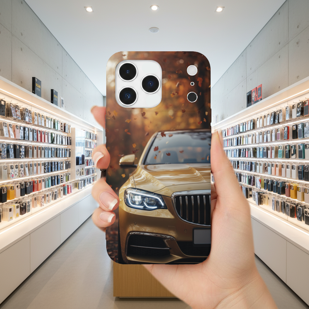 Gold Car and Autumn Leaves iPhone 17 Pro Max Case