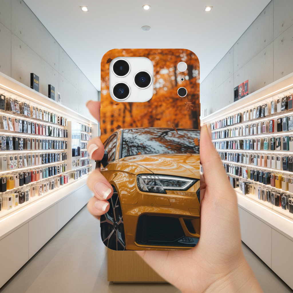 Yellow Sports Car Autumn iPhone 17 Pro Max Case