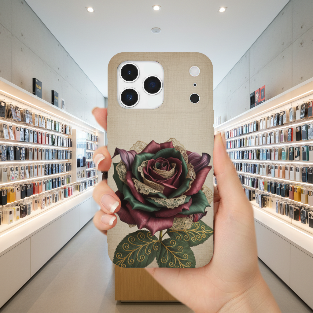 Garnet Emerald Lace Rose iPhone 17 Pro Max Case