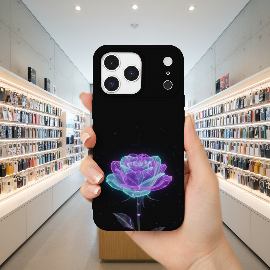Bioluminescent Cyberpunk Rose iPhone 17 Pro Max Case