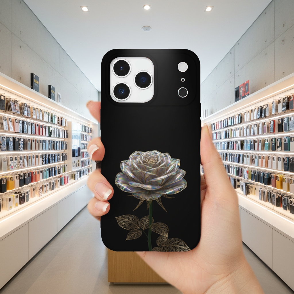 Iridescent Glass Rose Gold Filigree iPhone 17 Pro Max Case