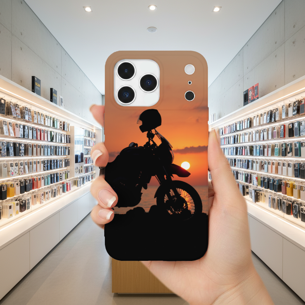 Adventure Motorcycle Sunset Silhouette iPhone 17 Pro Max Case