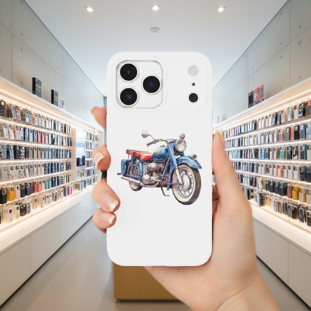 Vintage Blue Classic Motorcycle iPhone 17 Pro Max Case