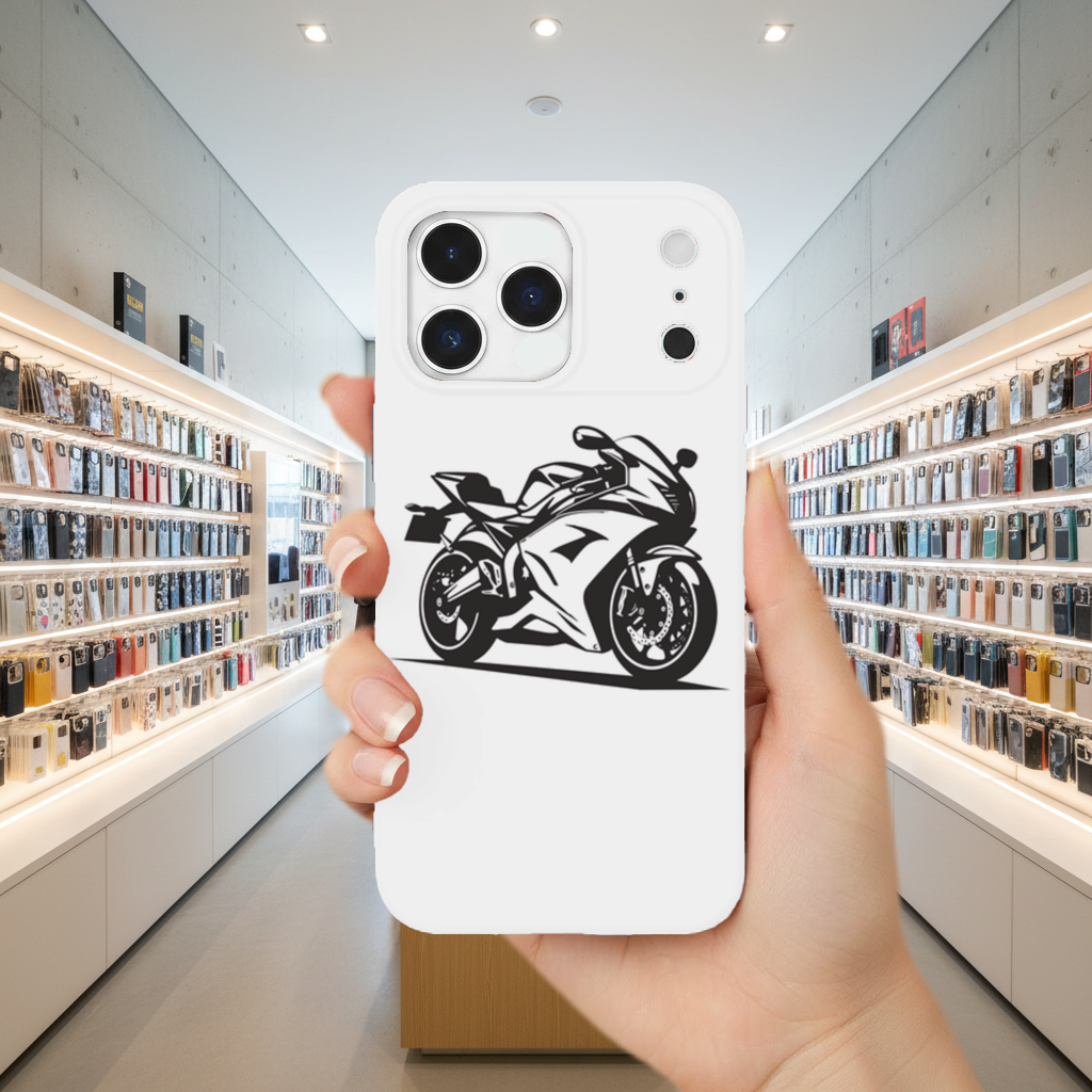 Monochrome Sport Motorcycle Silhouette iPhone 17 Pro Max Case