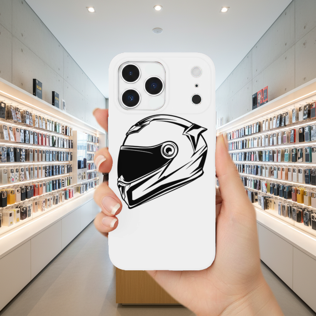 Monochrome Motorcycle Helmet iPhone 17 Pro Max Case