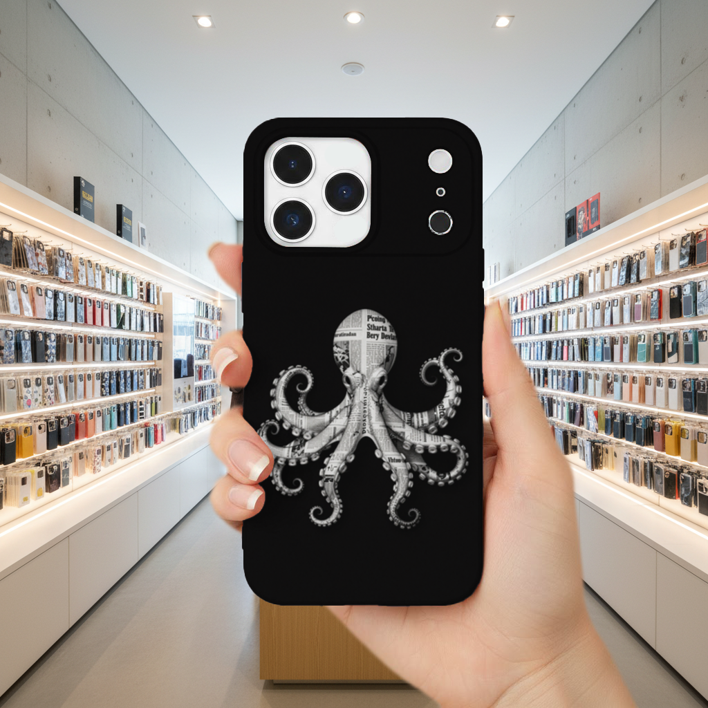 Vintage Newspaper Octopus iPhone 17 Pro Max Case
