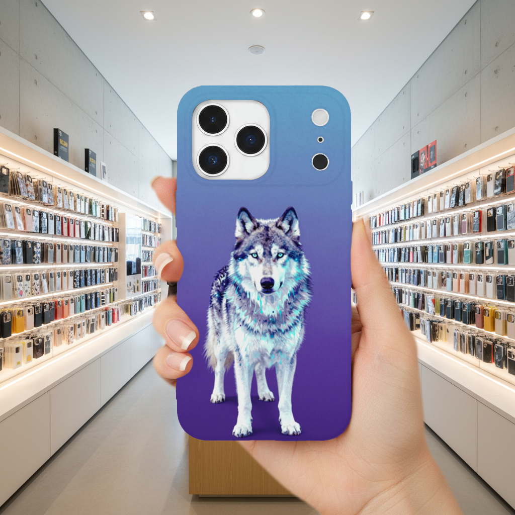 Mystic Blue Eyed Wolf iPhone 17 Pro Max Case