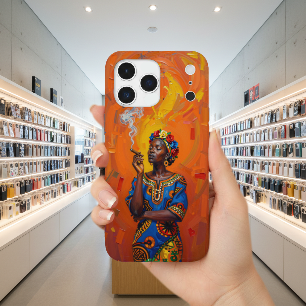African Woman with Cigar and Floral Crown iPhone 17 Pro Max Case