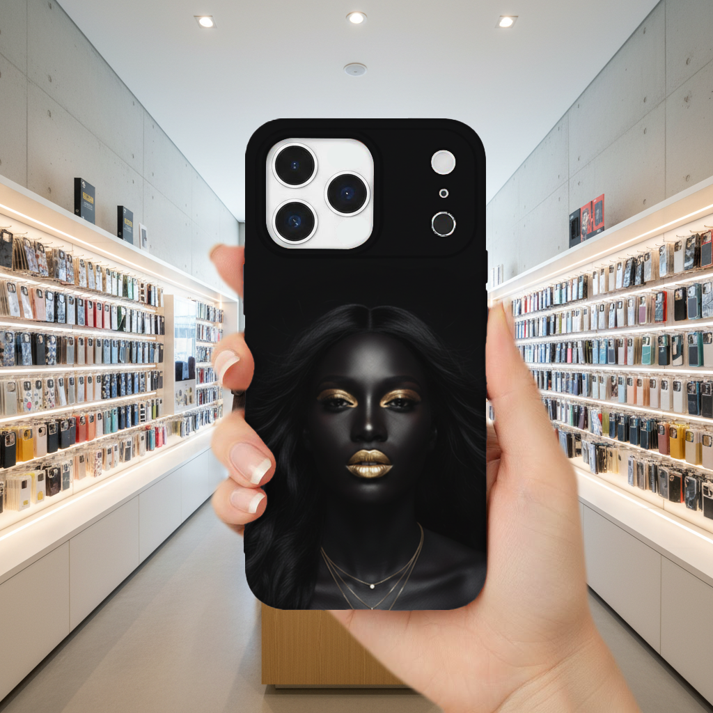Golden Lips Melanin Goddess iPhone 17 Pro Max Case