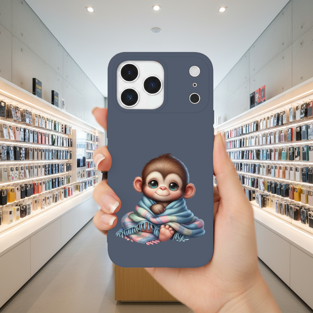 Cute Baby Monkey Wrapped in Blanket iPhone 17 Pro Max Case