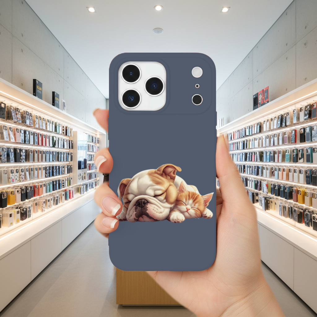 Sleeping Bulldog and Ginger Kitten iPhone 17 Pro Max Case