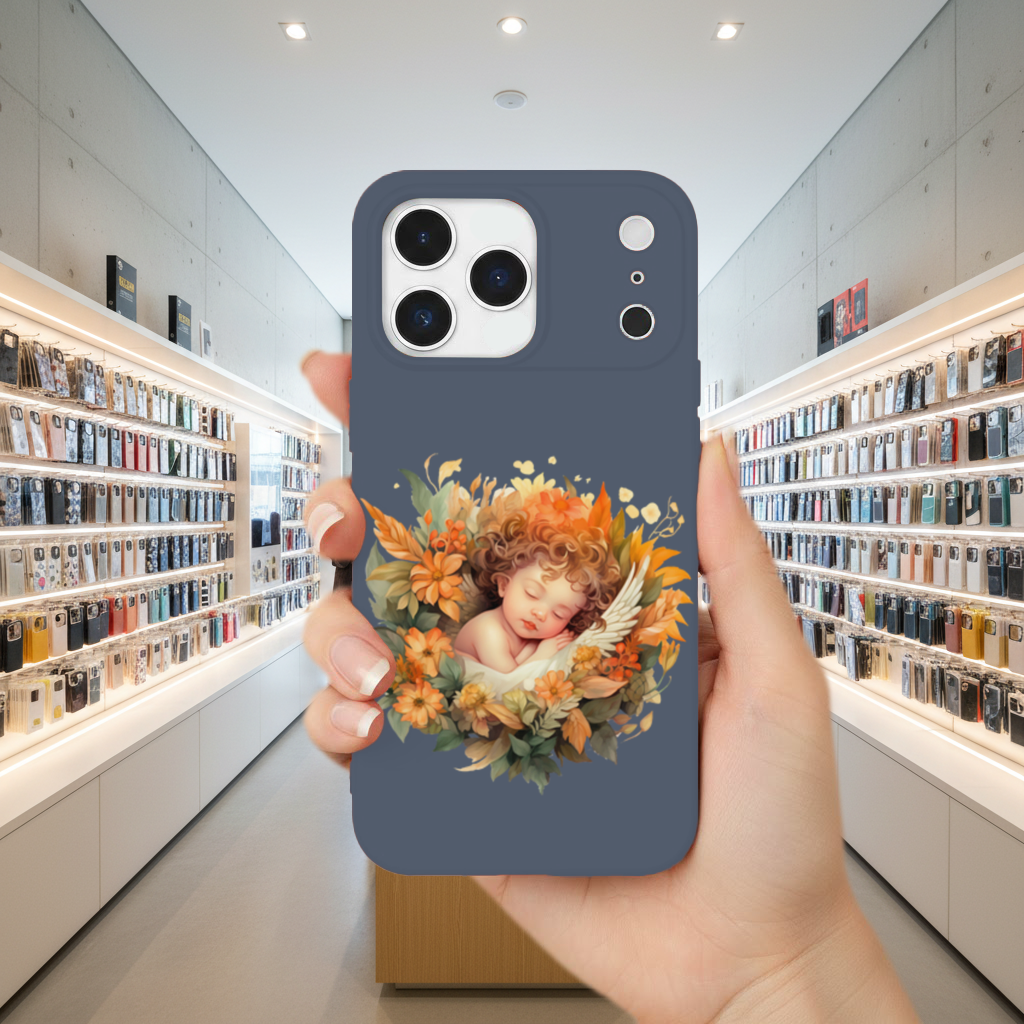 Sleeping Cherub in Cottagecore Flowers iPhone 17 Pro Max Case