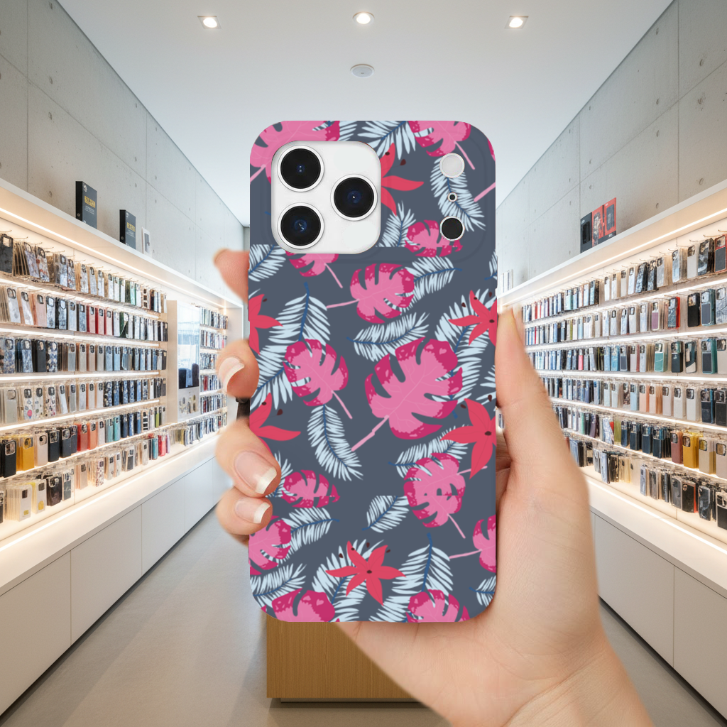 Pink Monstera and Tropical Lily iPhone 17 Pro Max Case