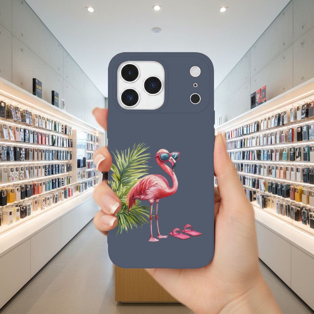 Güneş Gözlüklü Pembe Flamingo iPhone 17 Pro Max Kılıfı