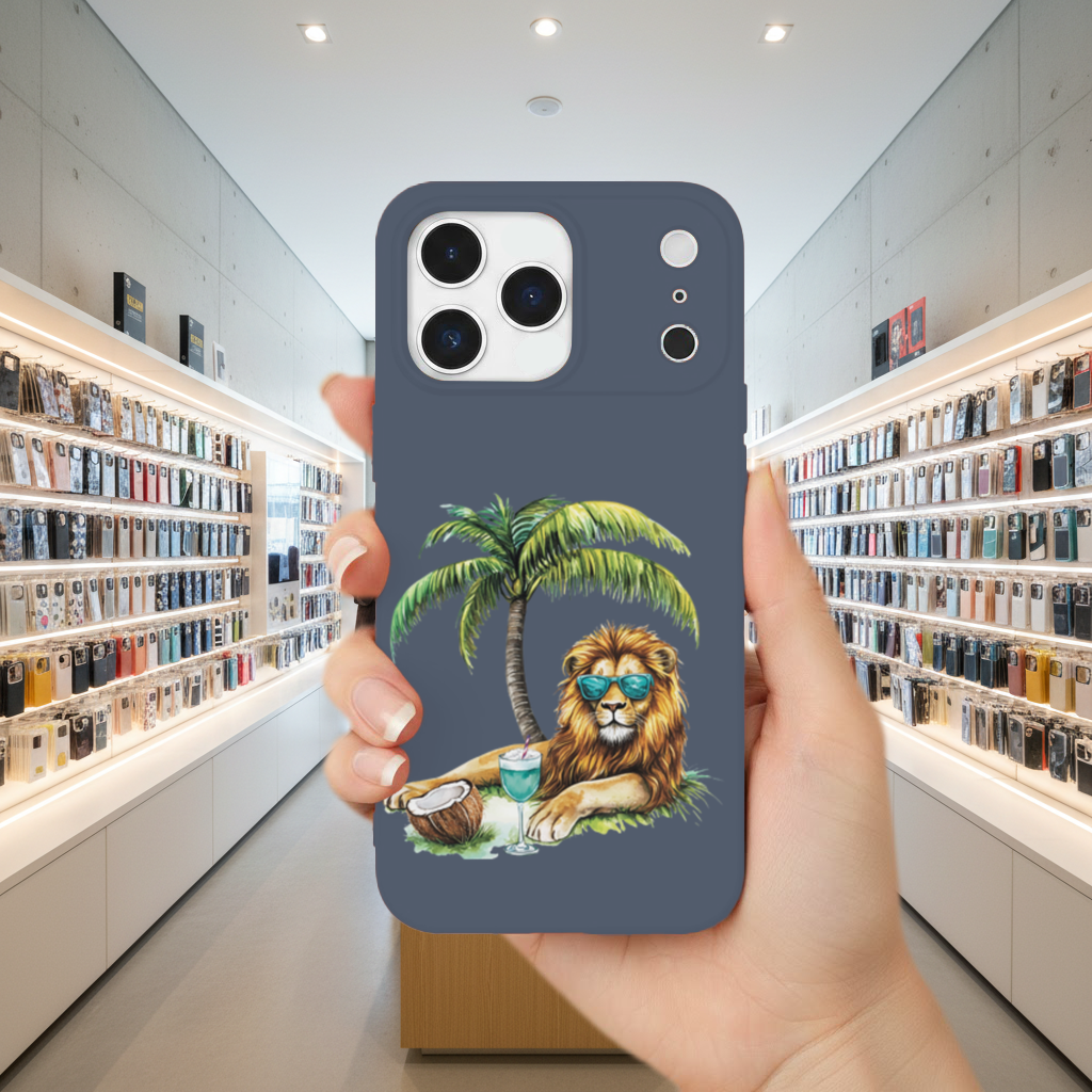 Yaz Tatili Yapan Gözlüklü Aslan iPhone 17 Pro Max Kılıfı