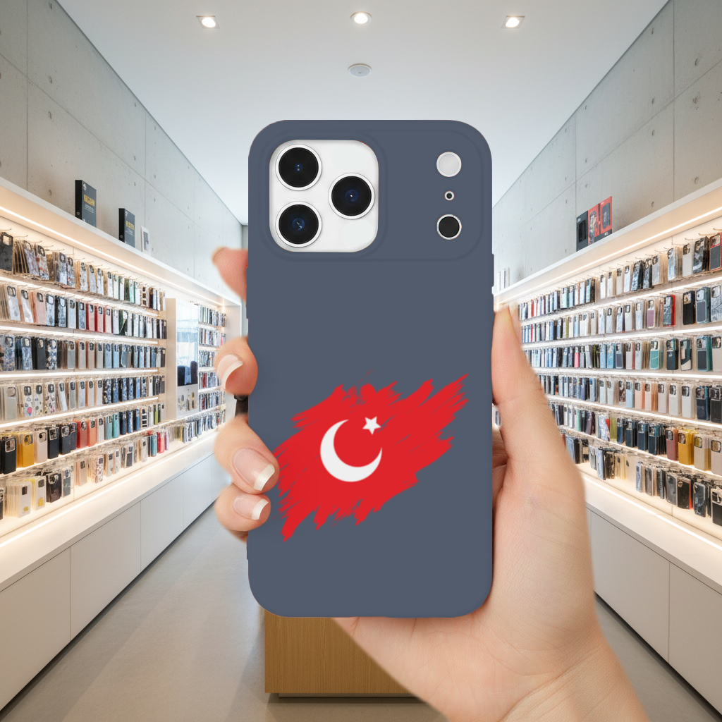 Fırça Darbeli Ay Yıldız Türkiye Bayrağı iPhone 17 Pro Max Kılıfı