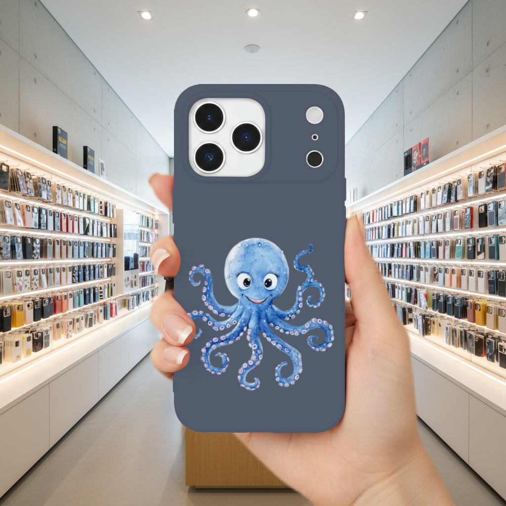 Cute Blue Watercolor Octopus iPhone 17 Pro Max Case