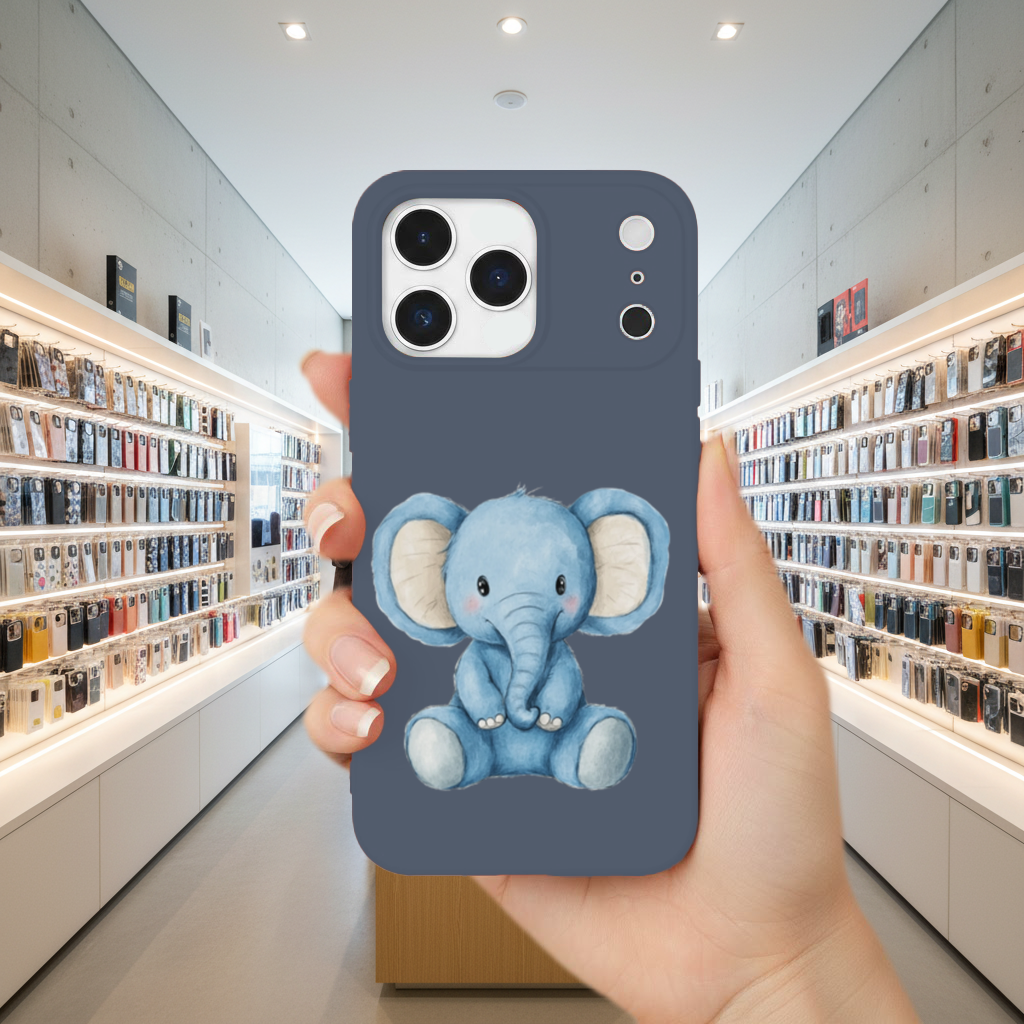 Mavi Suluboya Bebek Fil iPhone 17 Pro Max Kılıfı