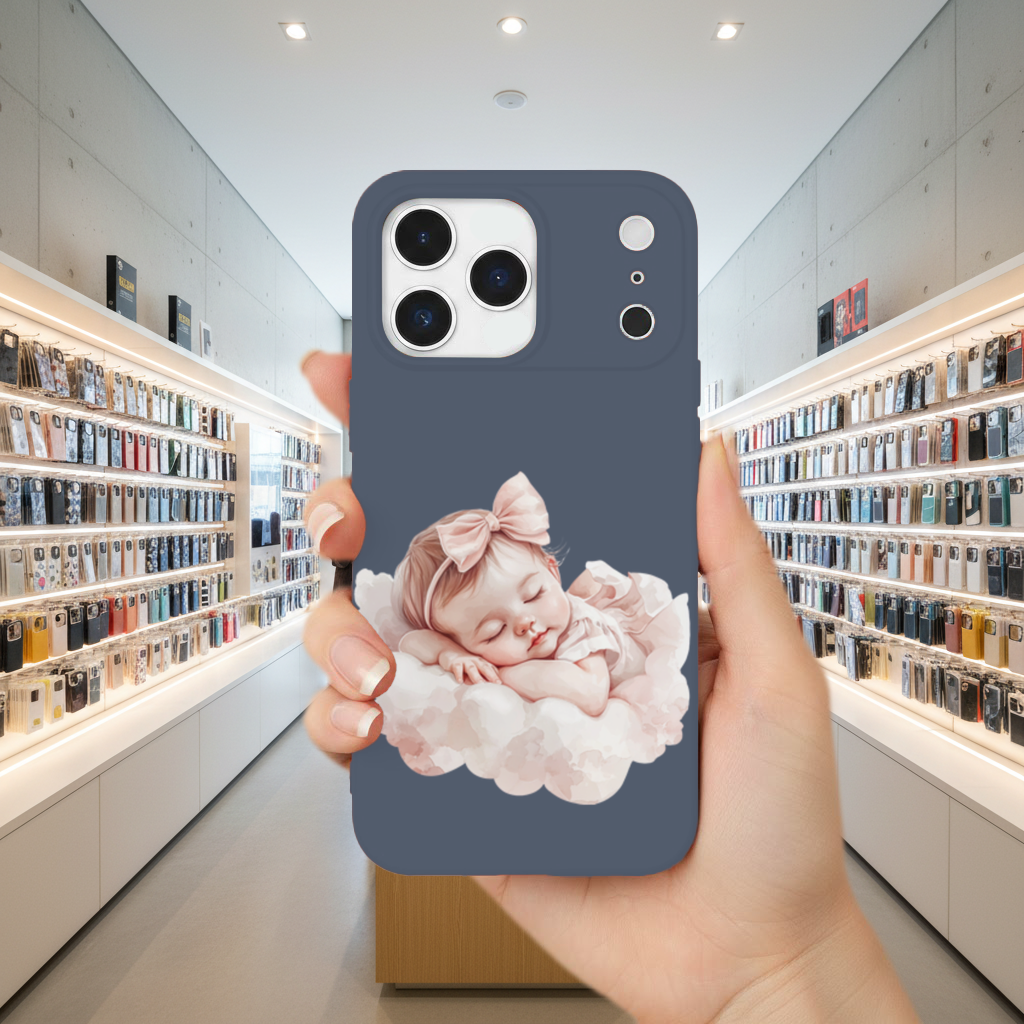 Pembe Kurdeleli Uyuyan Kız Bebek iPhone 17 Pro Max Kılıfı