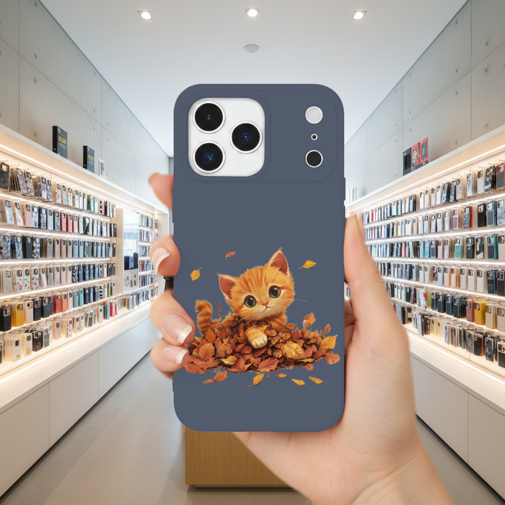 Ginger Kitten in Autumn Leaves 