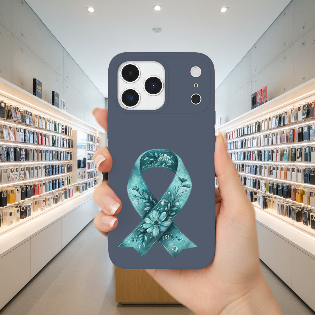Floral Teal Awareness Ribbon 