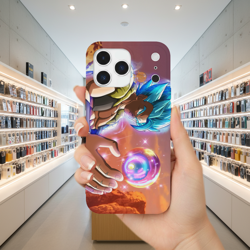 Enerji Küresi Tutan Mavi Saçlı Savaşçı iPhone 17 Pro Max Kılıfı