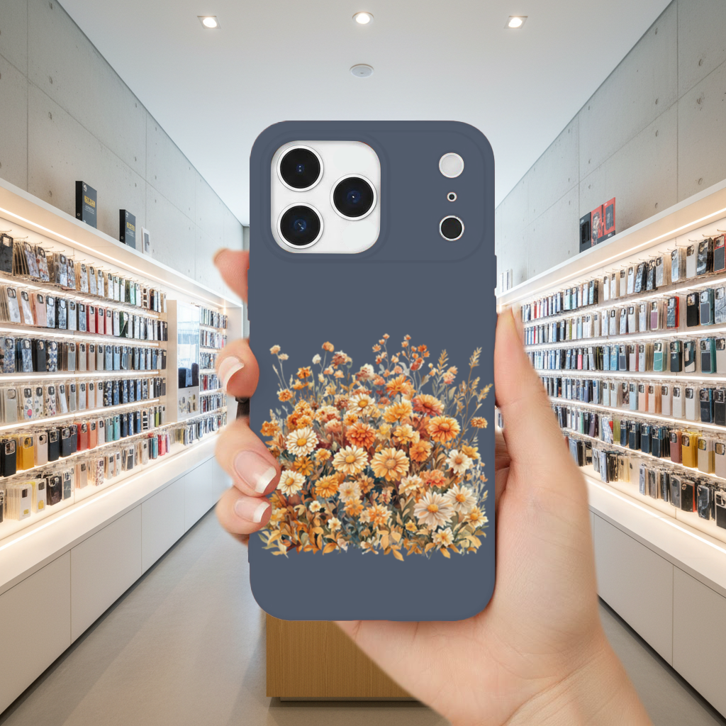 Sulu Boya Turuncu Yabani Çiçekler iPhone 17 Pro Max Kılıfı