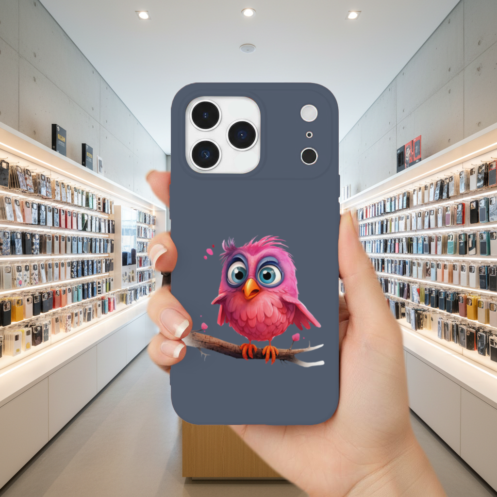 Cute Pink Bird with Large Blue Eyes iPhone 17 Pro Max Case