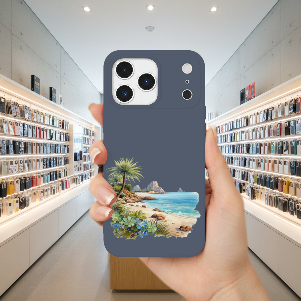 Turkuaz Deniz ve Tropikal Palmiye iPhone 17 Pro Max Kılıfı