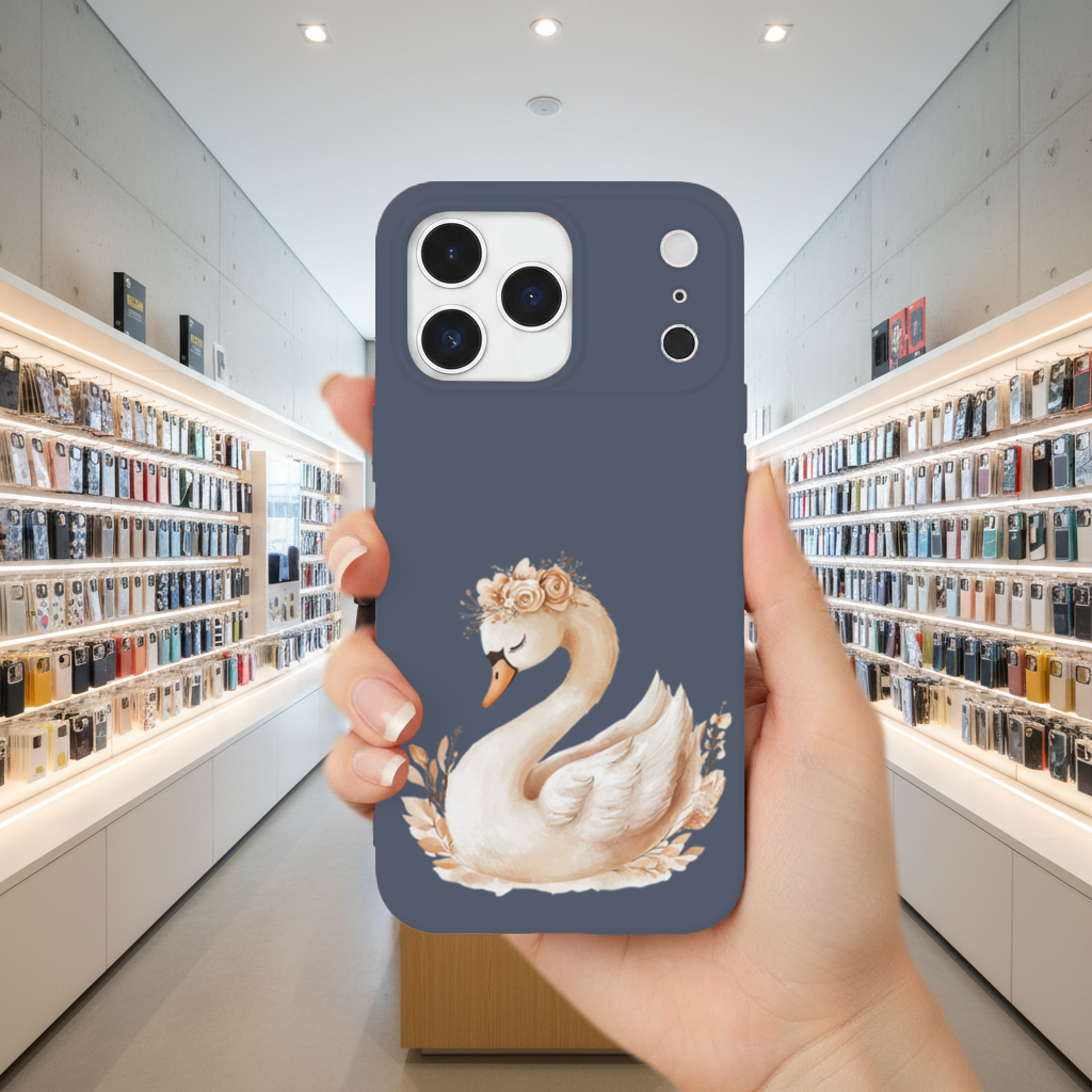 Çiçek Taçlı Zarif Boho Kuğu iPhone 17 Pro Max Kılıfı