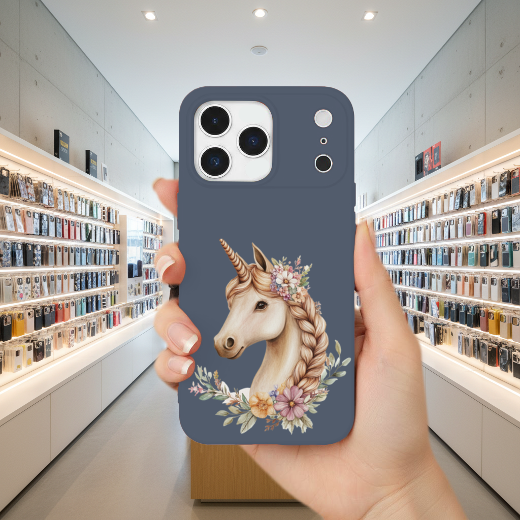 Çiçekli Bohem Tekboynuz iPhone 17 Pro Max Kılıfı