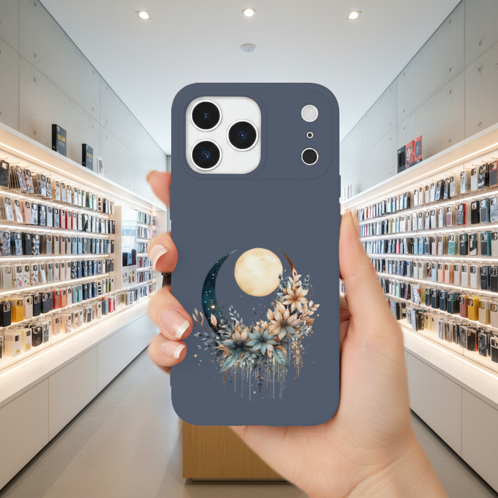 Celestial Boho Moon Floral iPhone 17 Pro Max Case