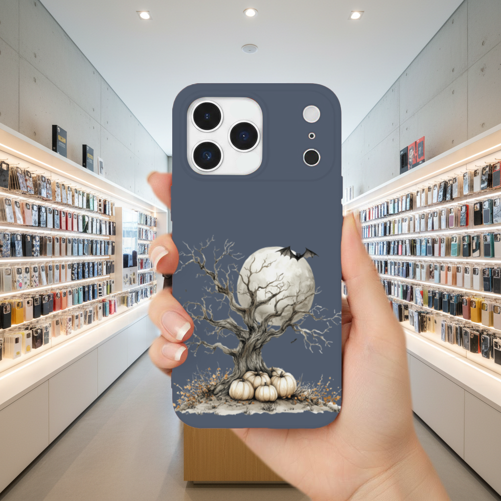Spooky Tree with White Pumpkins Moon iPhone 17 Pro Max Case