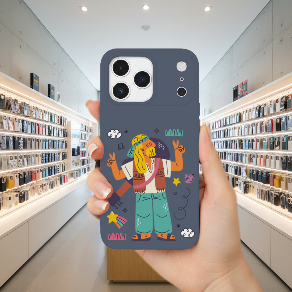 Retro Hippie Karakteri iPhone 17 Pro Max Kılıfı