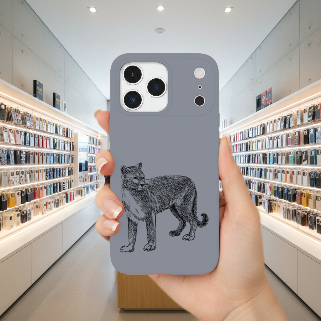 Black and White Wild Cat Sketch Illustration iPhone 17 Pro Max Case