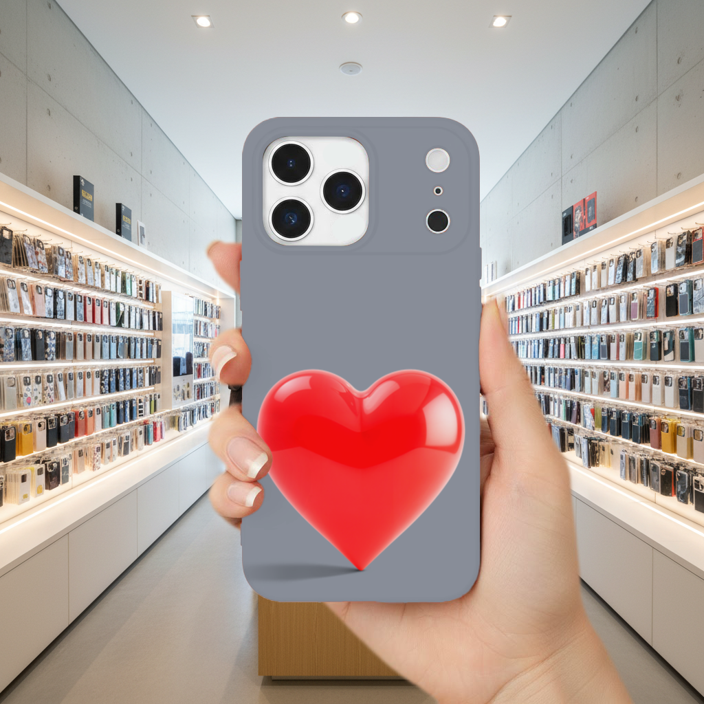 Glossy Red 3D Heart iPhone 17 Pro Max Case