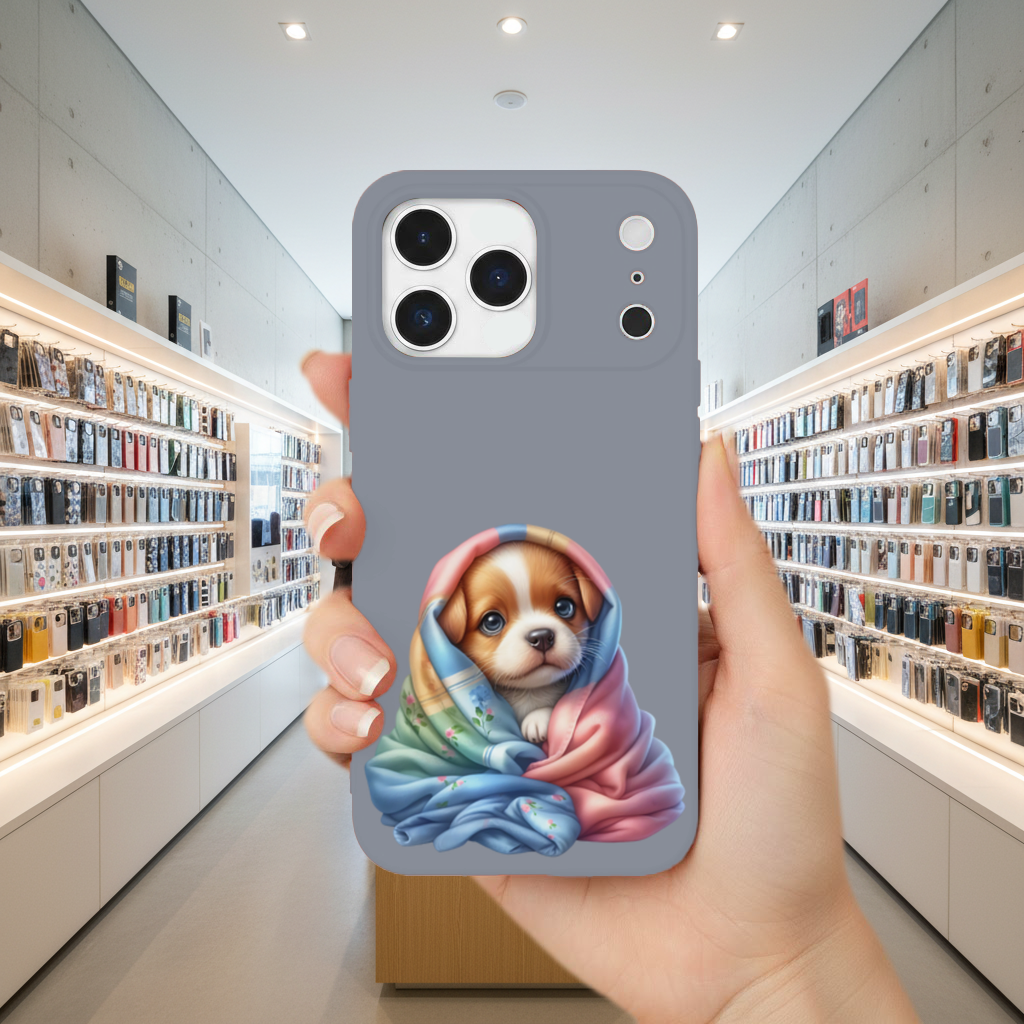 Cute Puppy Wrapped in Colorful Blanket iPhone 17 Pro Max Case