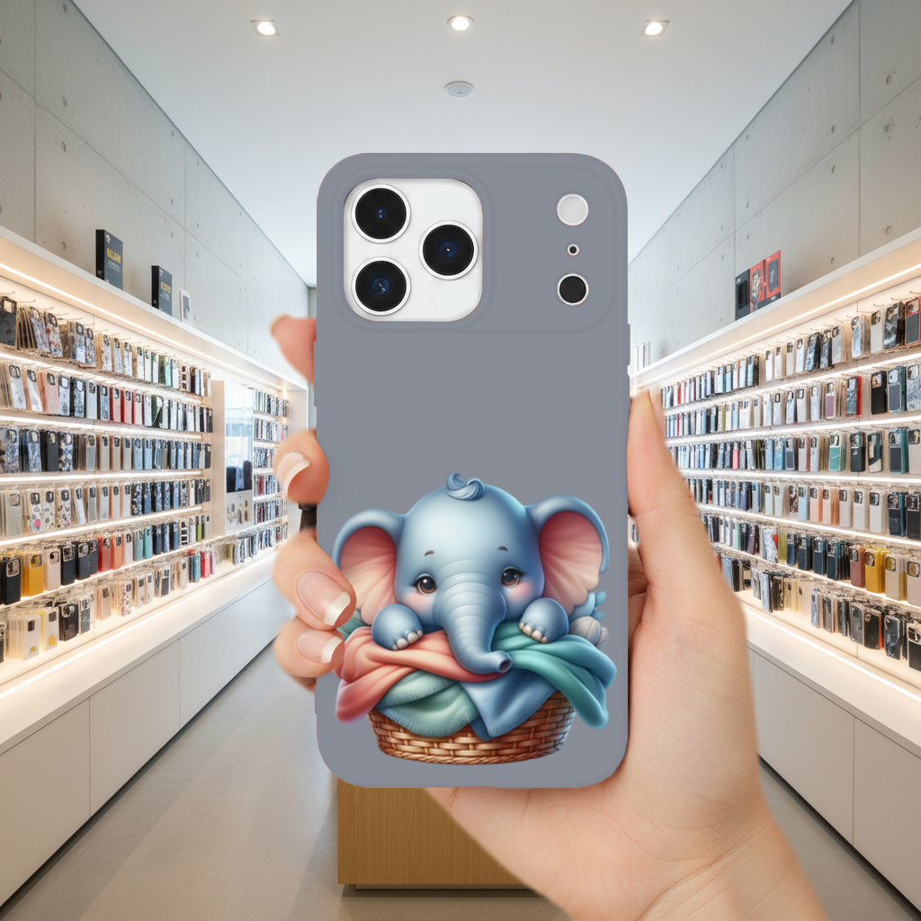 Cute Baby Elephant in Basket iPhone 17 Pro Max Case