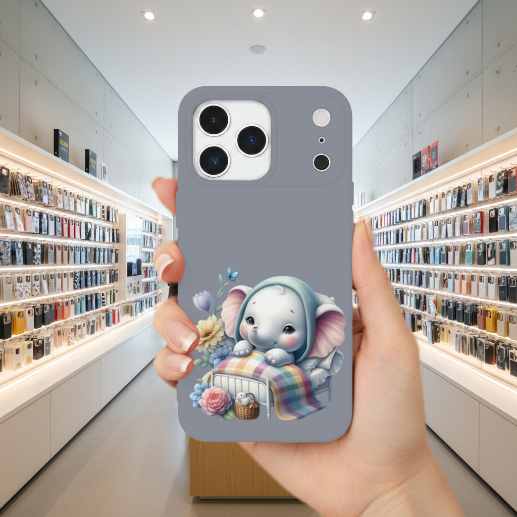 Sleeping Baby Elephant in Bed iPhone 17 Pro Max Case