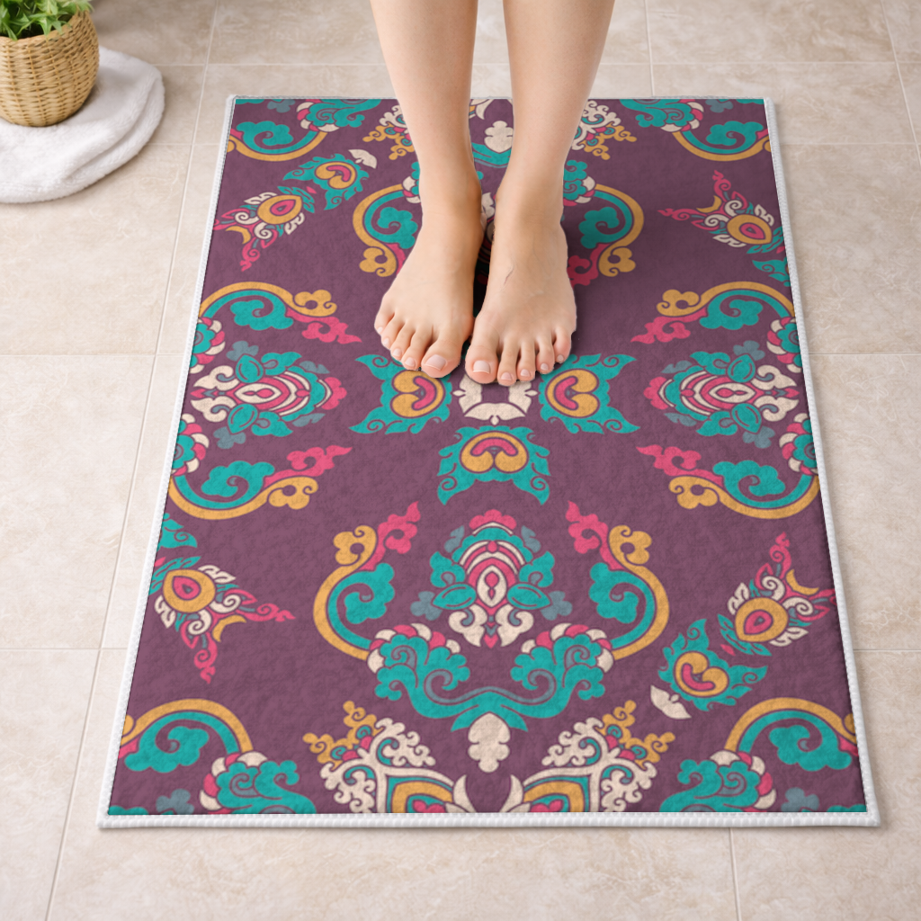 Colorful Ottoman Inspired Mandala Pattern Bath Mat